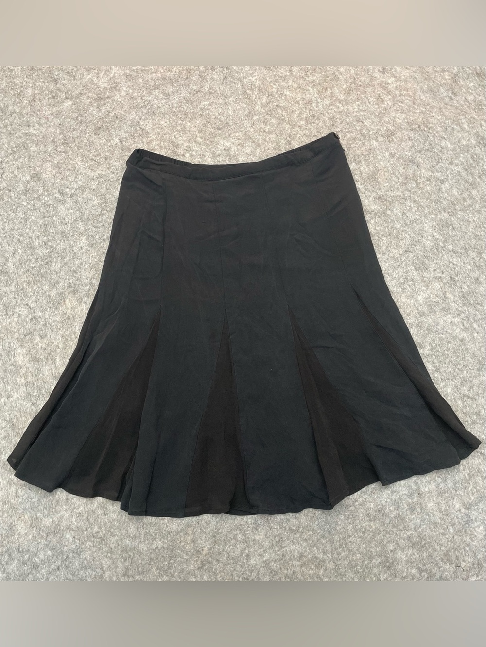 Dark Academia Silk Godet A-Line Midi Skirt Quiet Luxury Minimalist Capsule Sz 14